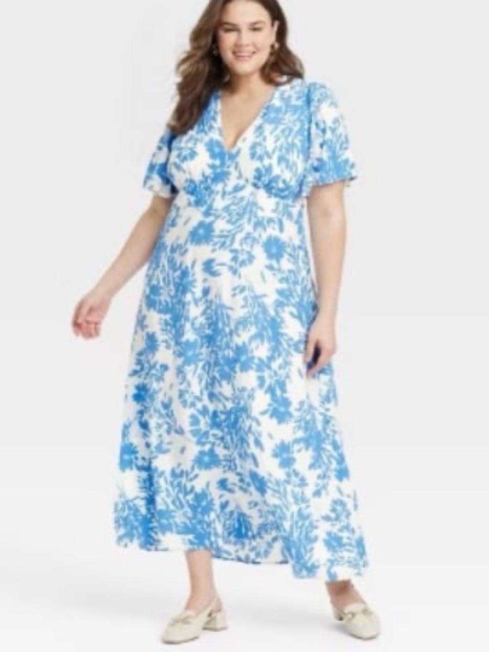 A New Day blue and white floral maxi dress with a V-neckline 
Size 18 new

New